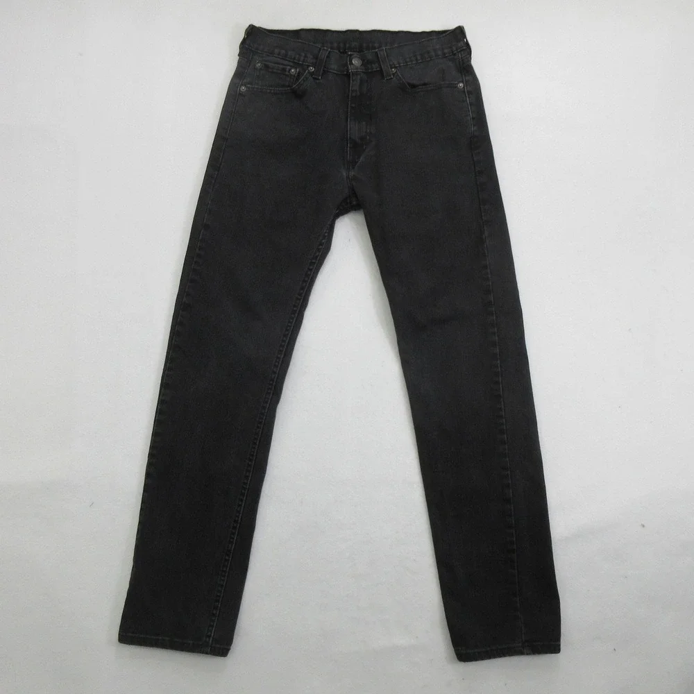 Levi's Men's Jeans 30x30 505 Regular Fit Straight Leg Black Stretch WaterLess